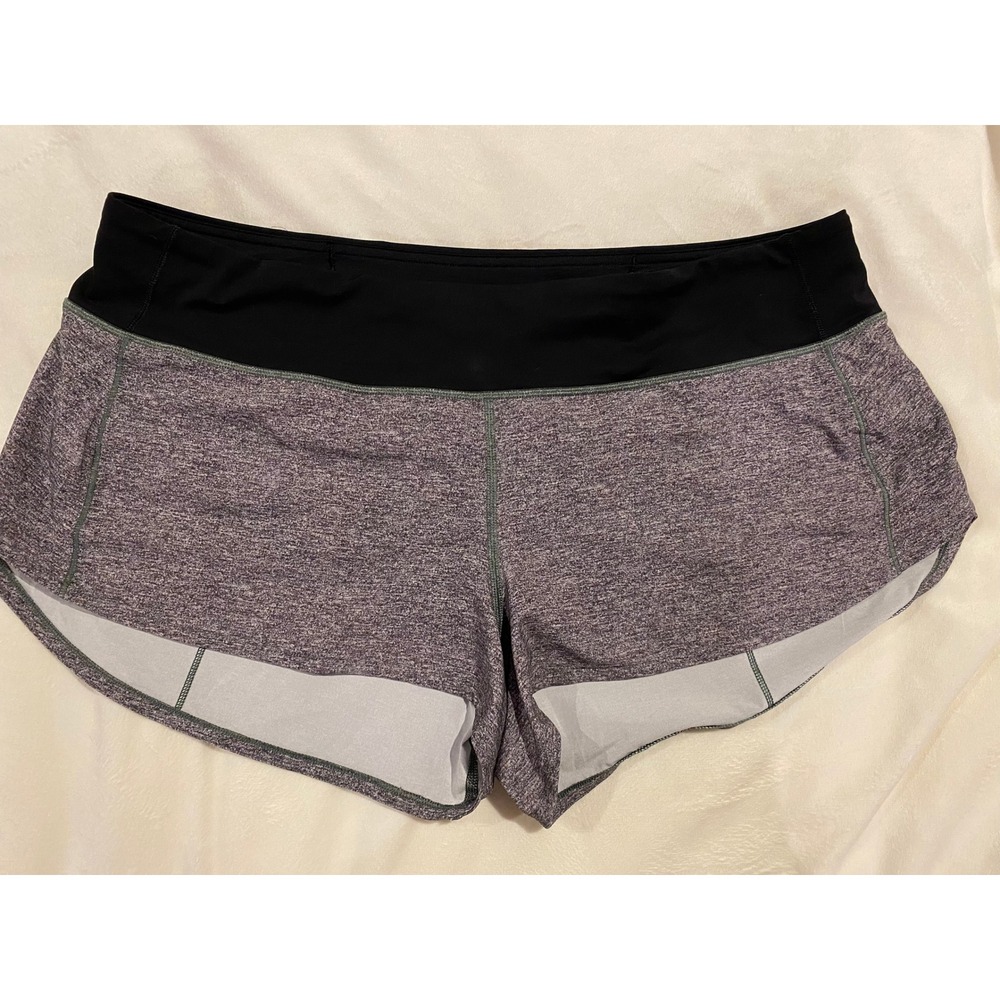 Lululemon Speed Up Short 2.5 Heathered Space Dye Purple Black Womens 12 W7ATDR